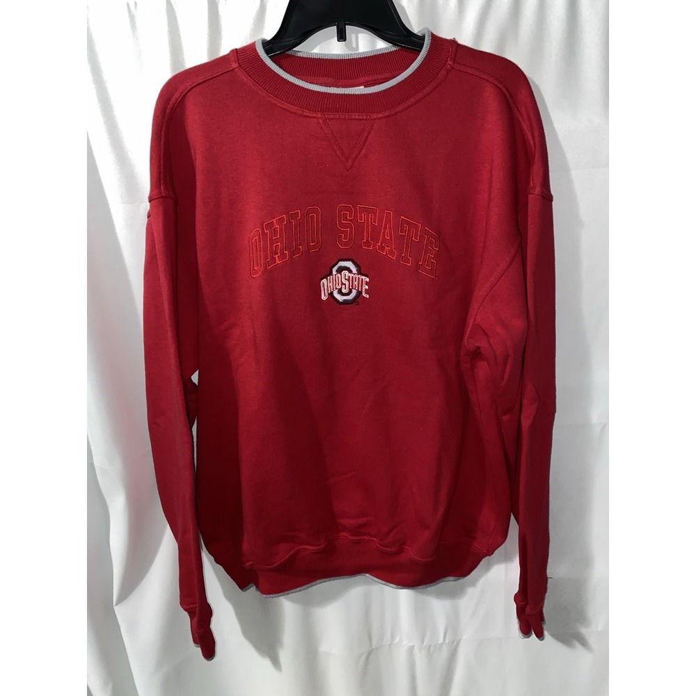 Vtg Ohio‎ State Buckeyes Embroidered Sweatshirt Red Oak Size Large